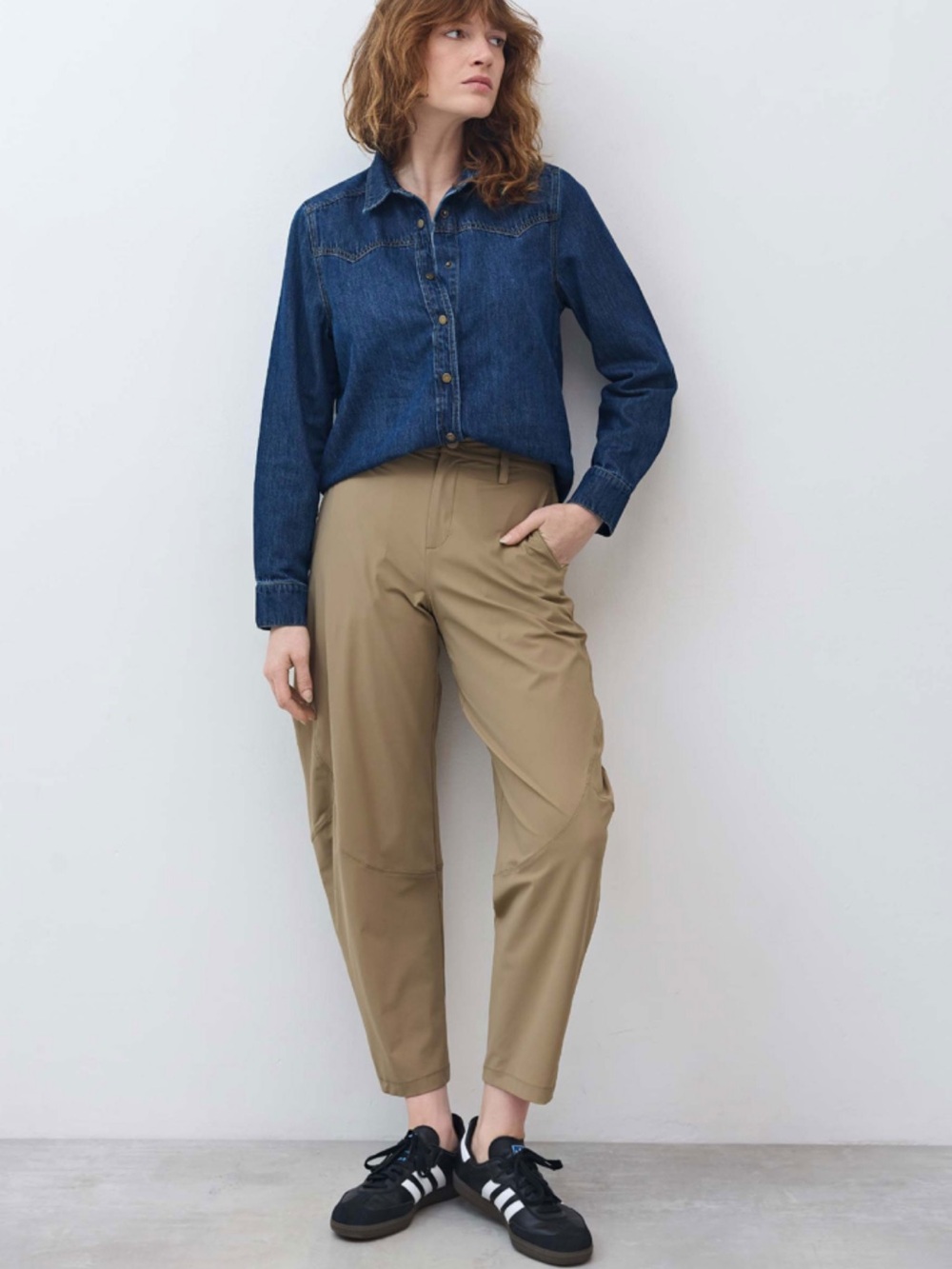 Ruti The Wide-ish Pants Size 6 Dune Beige Cropped Barrel Leg